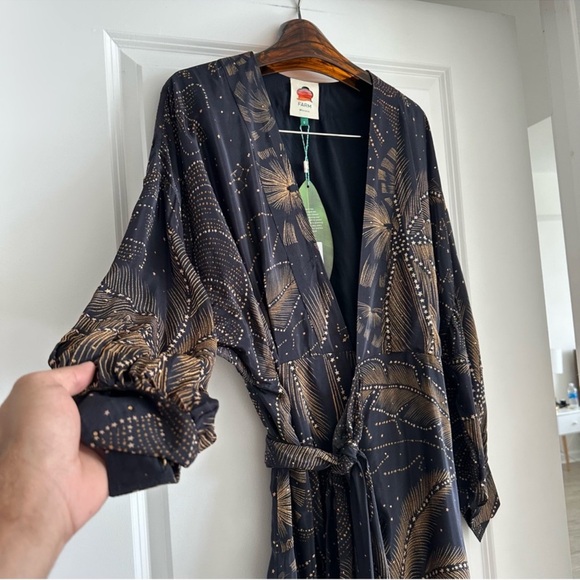 Farm Rio Black Golden Foliage Mini Dress - Picture 2 of 9